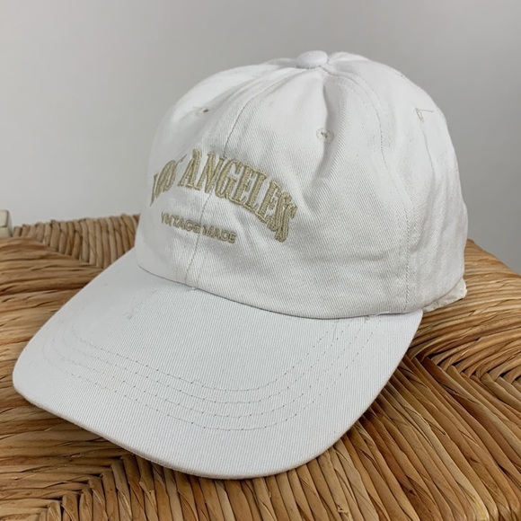 Los Angeles Embroidered Vintage Made White on White Adjustable Hat Cap main image 7